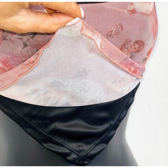 New Small Floral Rococo Romantic Triangle Backless Lace up Crop‎ Top Tank Halter - Picture 3 of 4